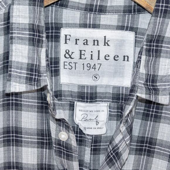 FRANK & EILEEN Men's Button up PAUL Shirt Gray Plaid Cotton Size Small - Picture 3 of 6